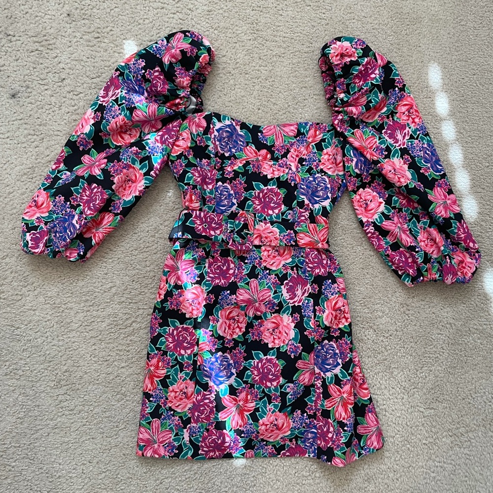 Floral puff sleeve mini dress